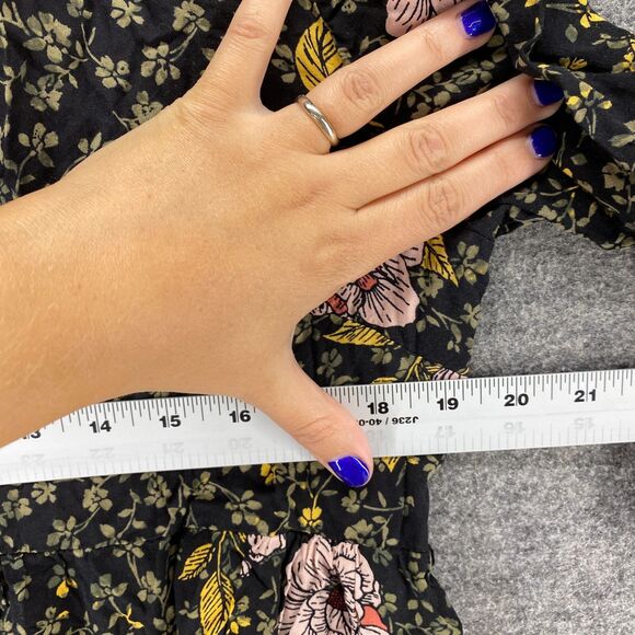 Motherhood Top Women M Maternity Black Floral 3/4 Sleeve V-Neck Rayon Blouse - Picture 7 of 9